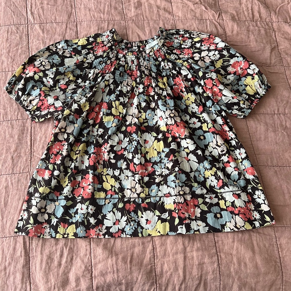 The Great. Floral Smocked Women's Top - Multicolor Size Small